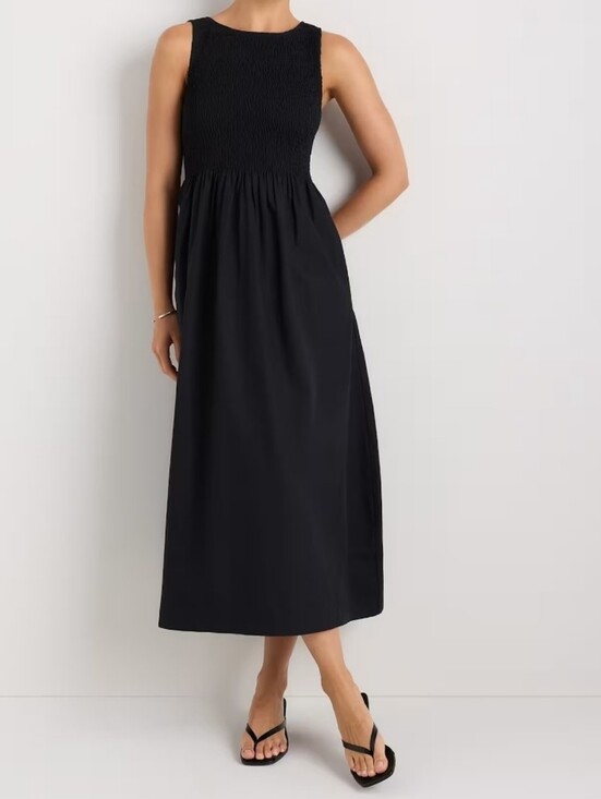Quince Dresses & Skirts - NWT Quince 100% Organic Cotton Poplin Boat Neck Maxi Dress - Black XS